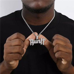Hip Hop Runt Charm Bling Cubic Zirconia Pendant w Solid Back